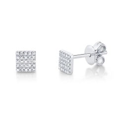 0.11ct Round Brilliant Cut Diamond Square Stud Earrings