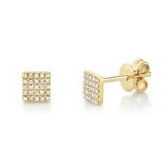0.11ct Round Brilliant Cut Diamond Square Stud Earrings