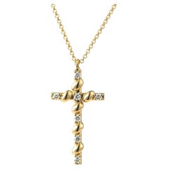 Collar Cruz de Diamantes, Cadena de Oro de 18K de 16 pulgadas, 0.11cts diamantes naturales