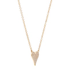 0.11Cttw Rachel Koen Pave Diamond Heart Pendant Necklace 14K Yellow Gold