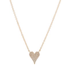 0.11Cttw Rachel Koen Pave Diamond Heart Pendant Necklace 14K Yellow Gold