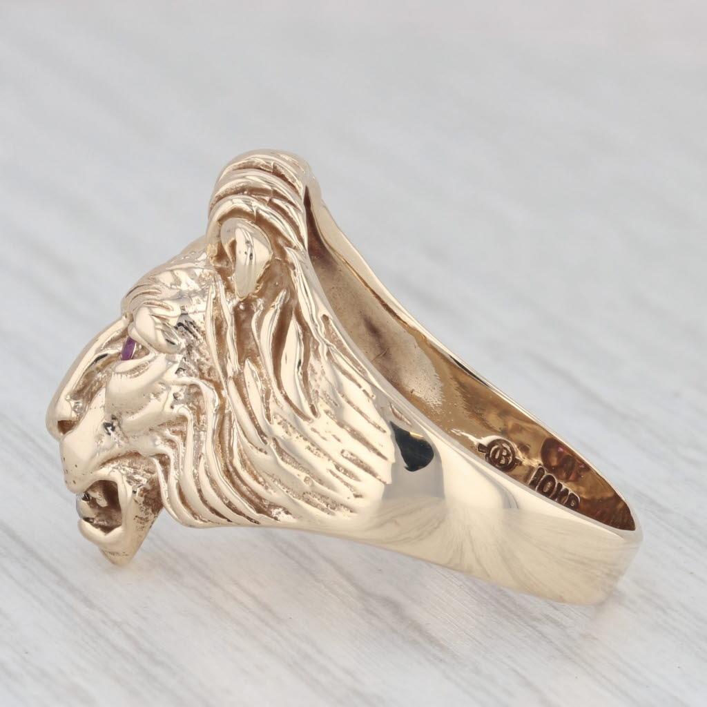 0.11ctw Ruby Diamond Lion Ring 10k Yellow Gold Size 9 1