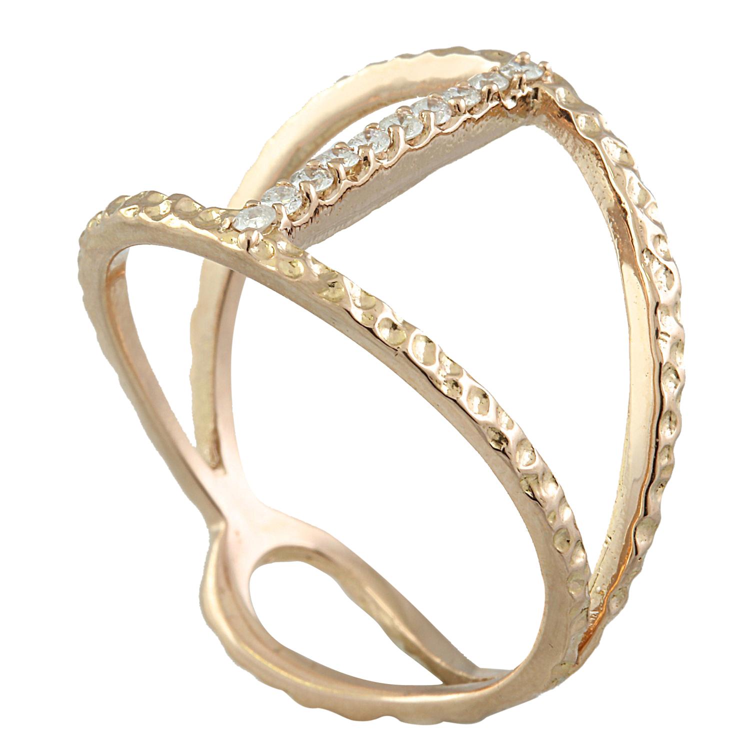 Round Cut 0.12 Carat 14 Karat Solid Rose Gold Diamond Ring For Sale