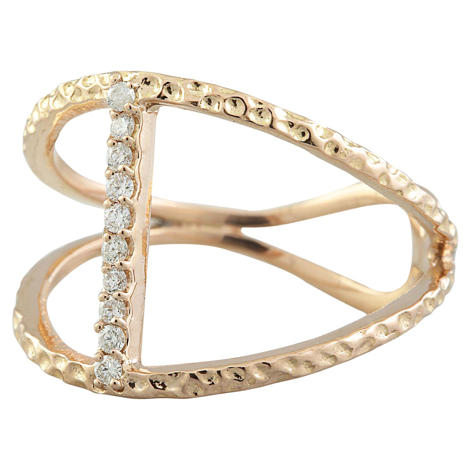 Women's 0.12 Carat 14 Karat Solid Rose Gold Diamond Ring For Sale