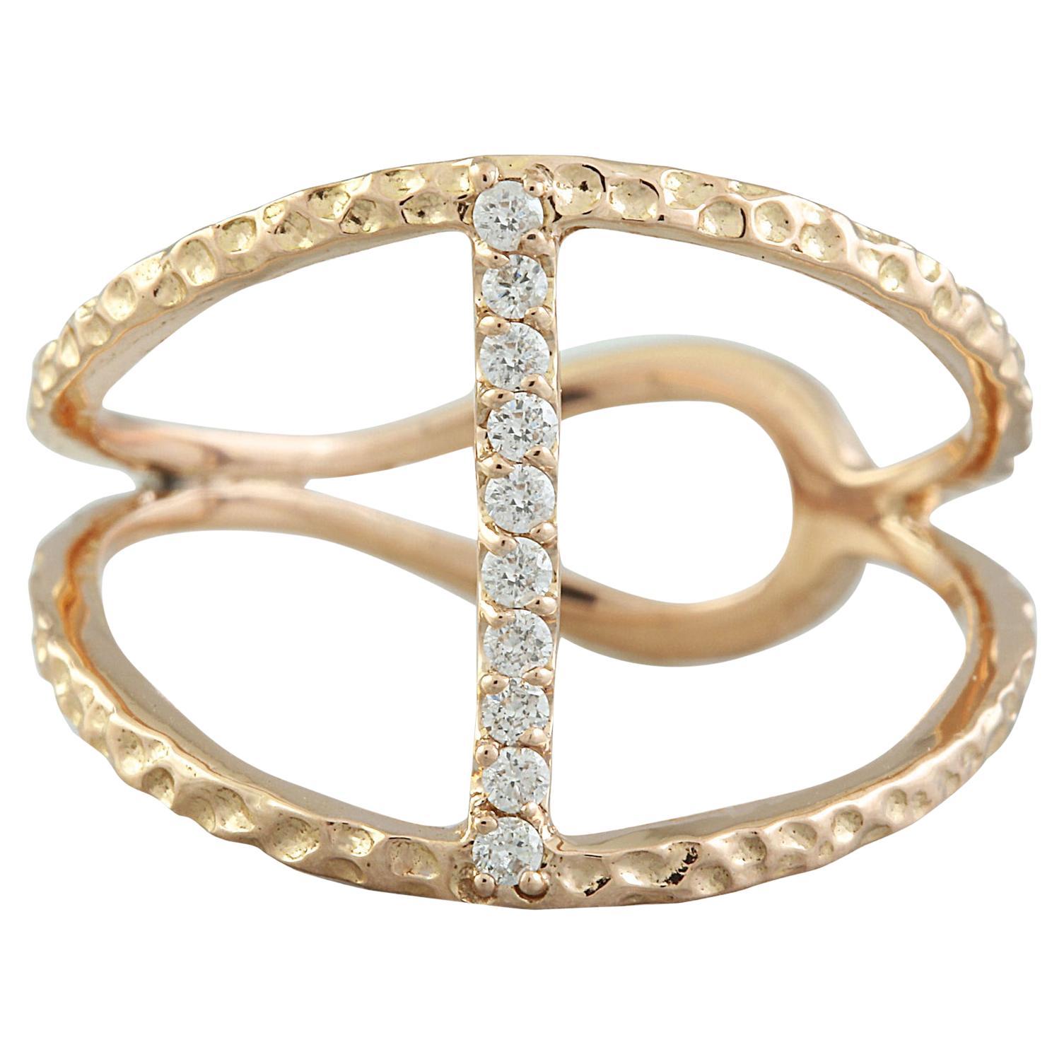 0.12 Carat 14 Karat Solid Rose Gold Diamond Ring For Sale