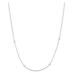 0.12 Carat Diamond 18 Karat White Gold Station Necklace