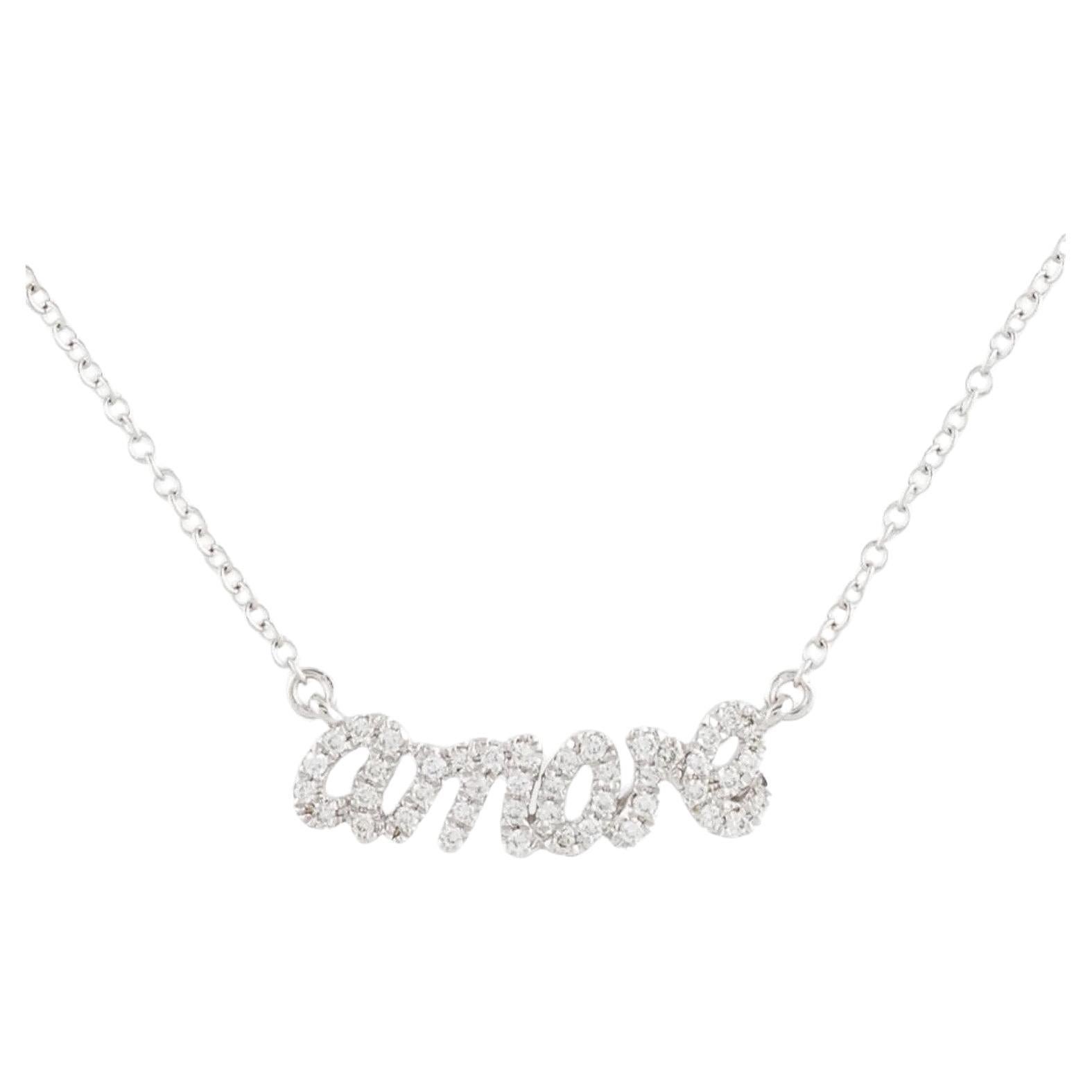0.12 Carat Diamond Amore White Gold Pendant Necklace For Sale