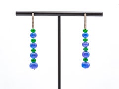 Diamond Earrings Tanzanite Tsavorite Beads Gold 18 Karat