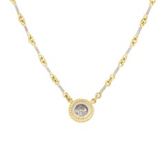 0.12 Carat Diamond Pave Link-Style Pendant Necklace 18 Karat In Stock