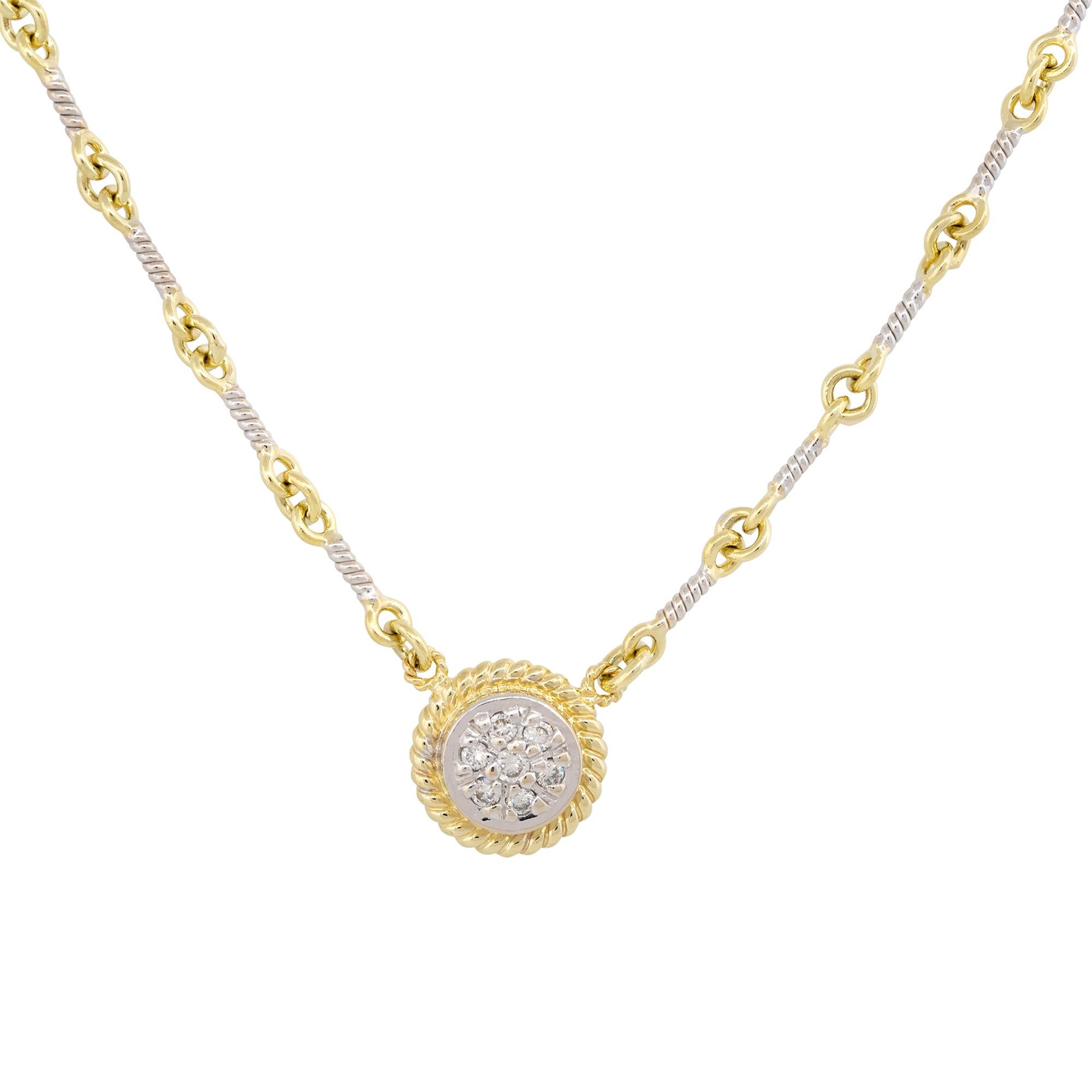 Taglio rotondo Collana con ciondolo a forma di link con diamante da 0,12 carati 18 carati In magazzino in vendita
