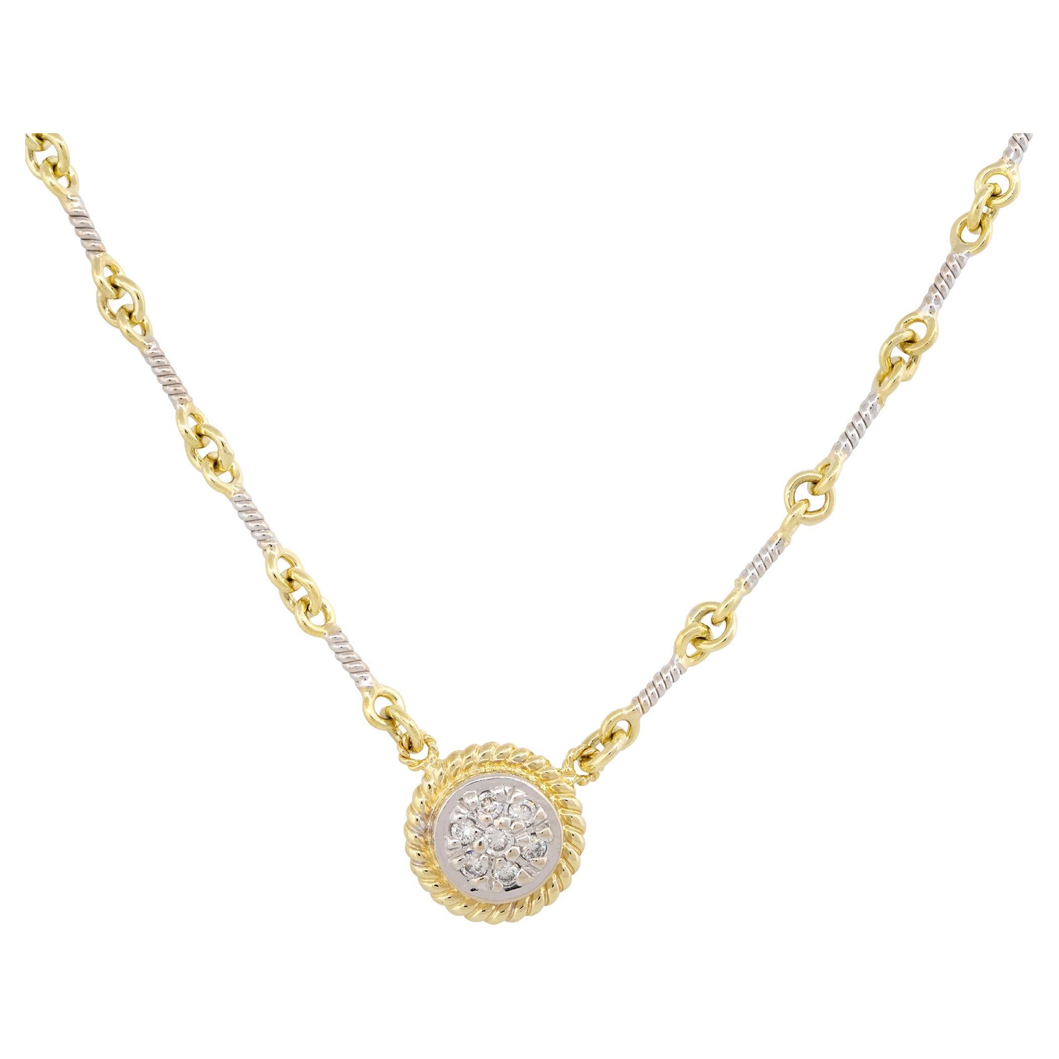 0.12 Carat Diamond Pave Link-Style Pendant Necklace 18 Karat In Stock