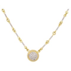 0.12 Carat Diamond Pave Link-Style Pendant Necklace 18 Karat In Stock