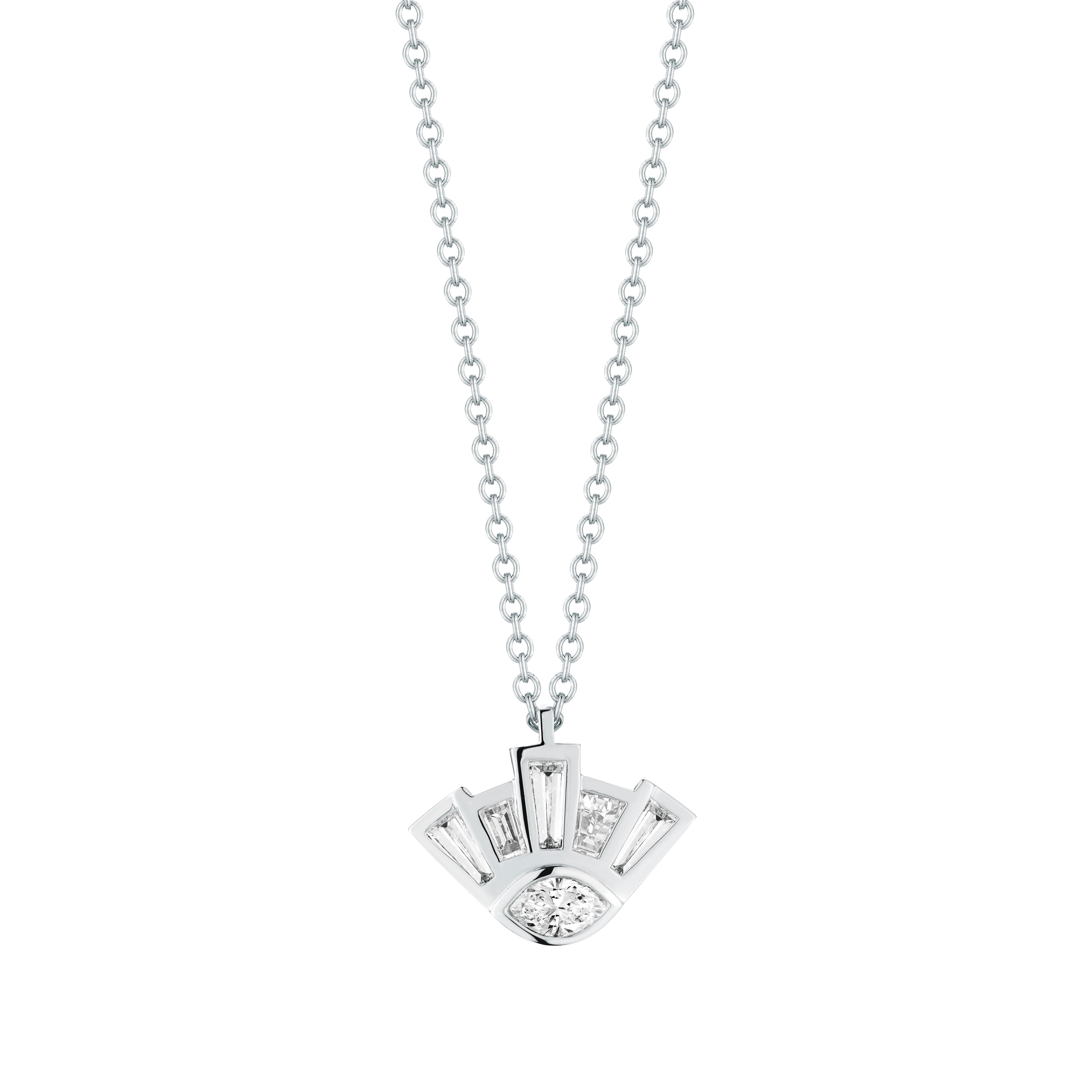 Marquise Cut 0.12 Carat Diamond Petite Eye of Providence 18 Karat Gold Pendent Necklace For Sale