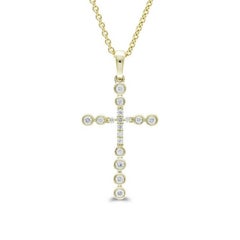 0.12 Carat Diamonds Cross Pendant in 14K Yellow Gold
