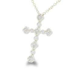 0.12 Carat Diamonds in 18K Yellow Gold Cross Necklace