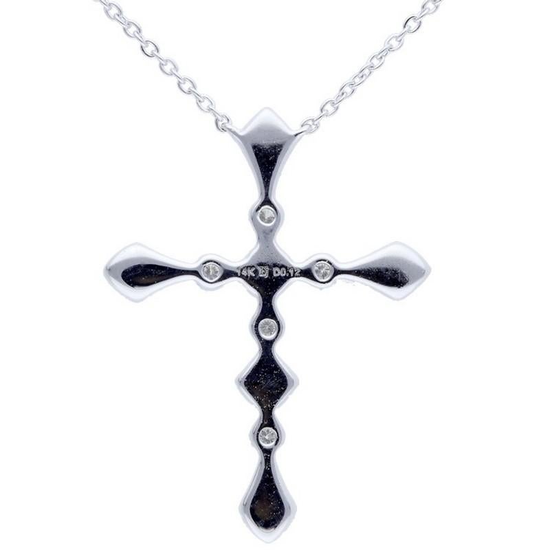 Modern 0.12 Carat Diamonds Wing Cross Necklace in 14K White Gold For Sale