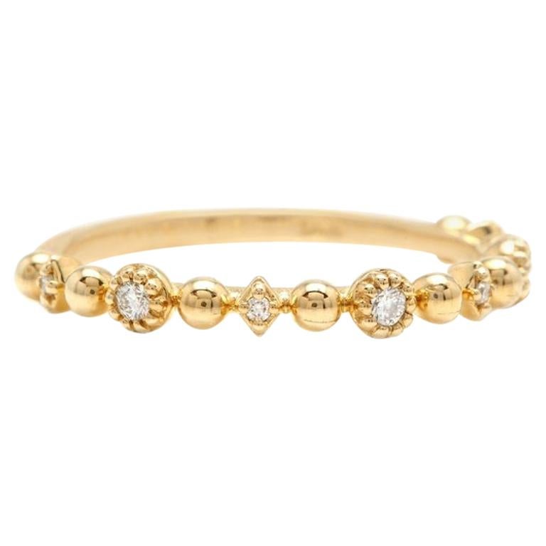 Bague à anneau en or jaune massif 14 carats avec diamant naturel de 0,12 carat