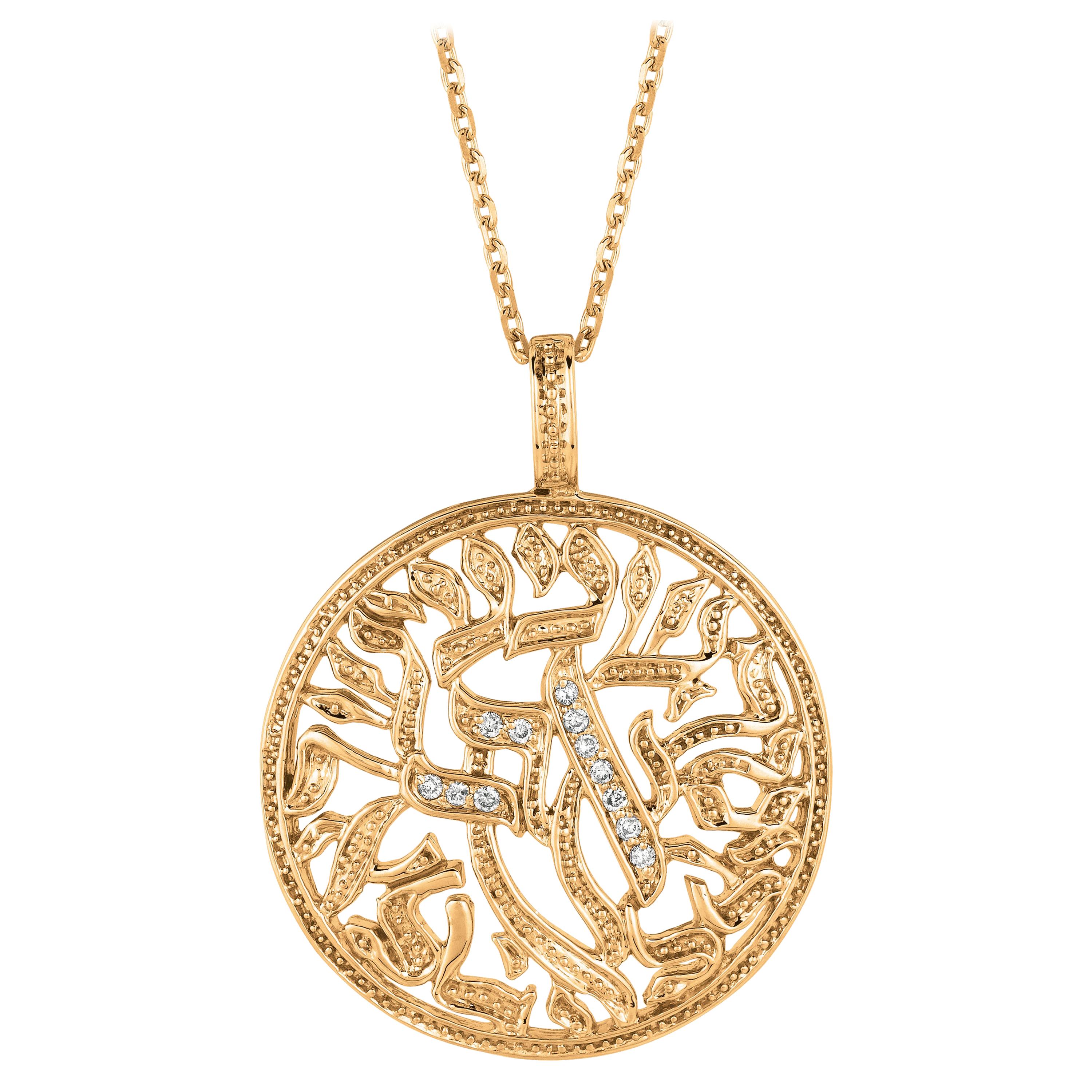 Collar de diamantes naturales de 0,12 quilates en oro amarillo de 14 quilates G-H SI en venta