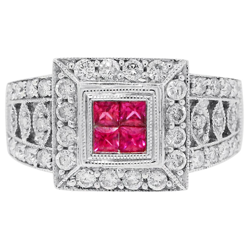 0.12 Carat Ruby Diamond Ring For Sale