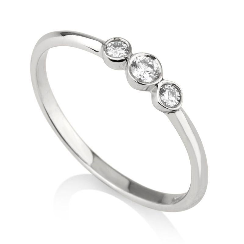 For Sale:  0.12 Carat Three Stone Diamond Stacking Ring in 14k White Gold, Shlomit Rogel 2