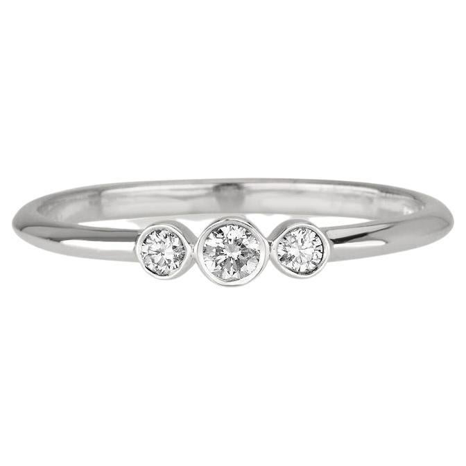 For Sale:  0.12 Carat Three Stone Diamond Stacking Ring in 14k White Gold, Shlomit Rogel