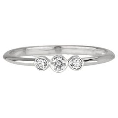 0.12 Carat Three Stone Diamond Stacking Ring in 14k White Gold, Shlomit Rogel