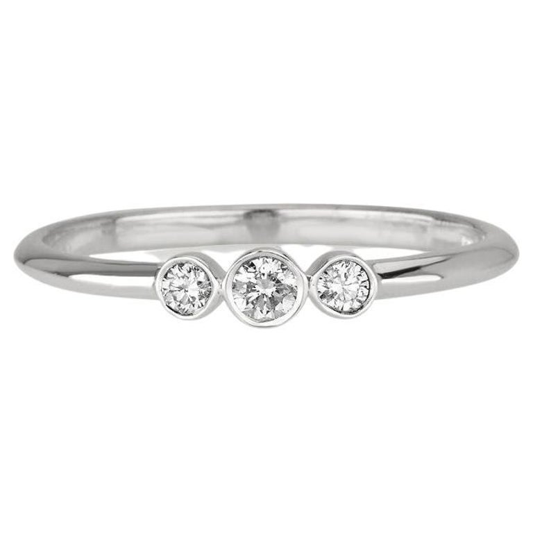 Customizable 0.12 Carat Three Stone Diamond Stacking Ring in 14k White ...