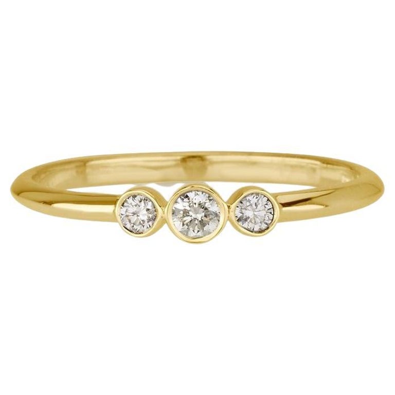 Customizable 0.12 Carat Three Stone Diamond Stacking Ring in 14k Yellow ...