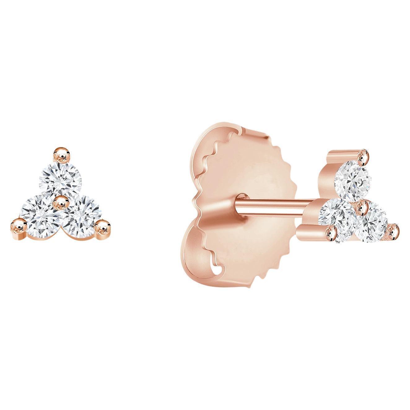 0.12 Carat Three Stone Diamond Stud Earrings For Sale