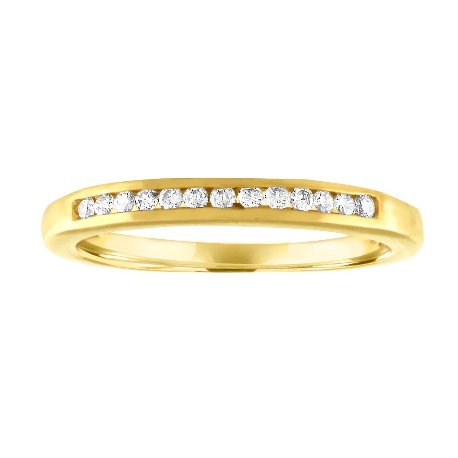 0.12 Carat Diamond Channel Set Gold Half Band Ring For Sale