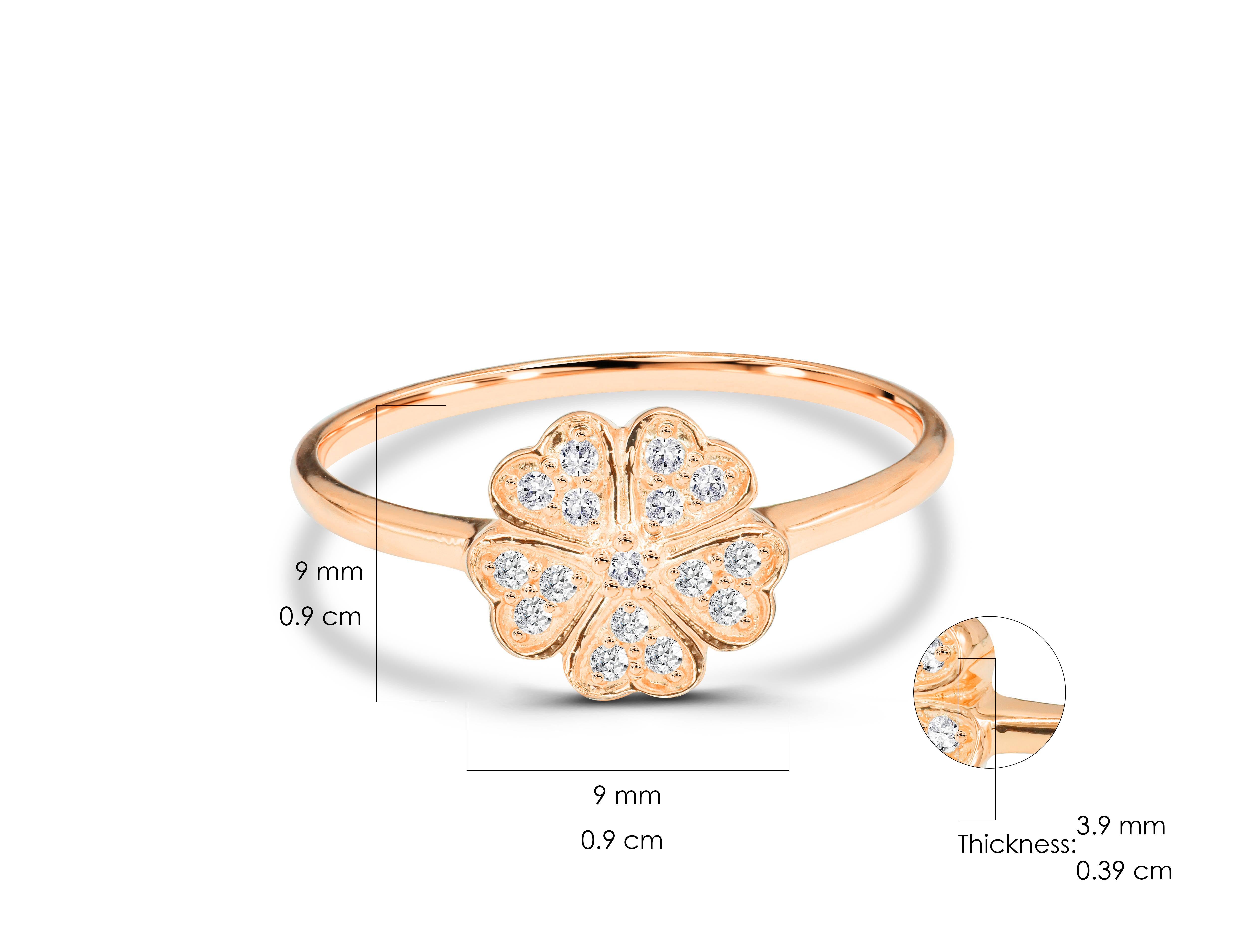 For Sale:  0.12 Ct Diamond Clover Ring in 14K Gold 12