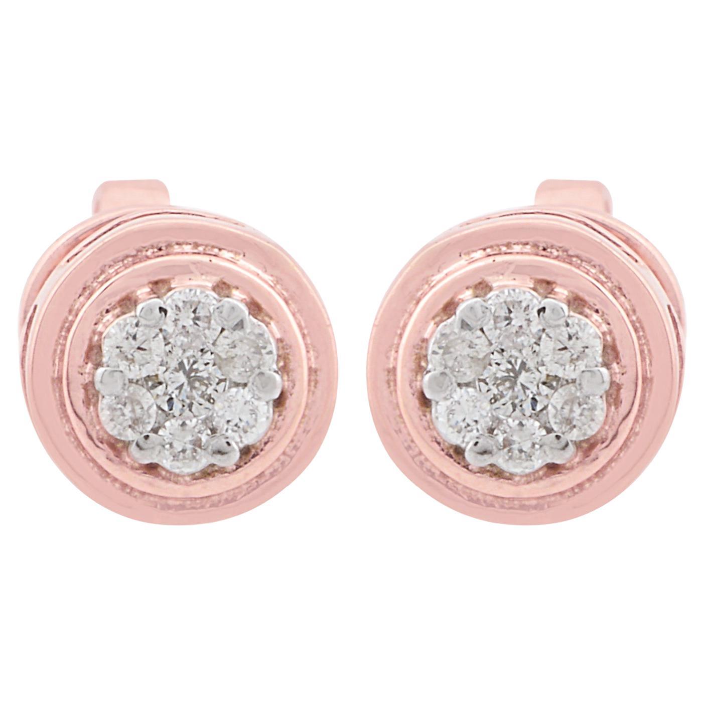 Item Code :- STE-1115A
Gross Wt. :- 1.49 gm
10k Rose Gold Wt. :- 1.46 gm
Natural Diamond Wt. :- 0.12 Ct.  ( AVERAGE DIAMOND CLARITY SI1-SI2 & COLOR H-I )
Earrings Size :- 7 mm approx.

✦ Sizing
.....................
We can adjust most items to fit