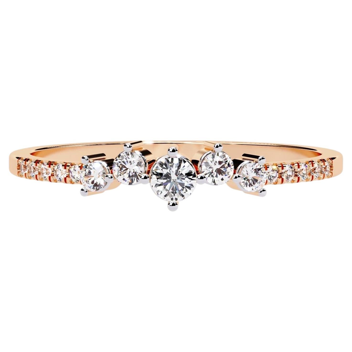 Bague en or 14 carats avec diamants de 0,12 CTW, diamants naturels SI+. en vente