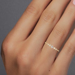 0.12 CTW Five Stone Diamond Ring in 14K Gold, VS Minimalist Wedding Band