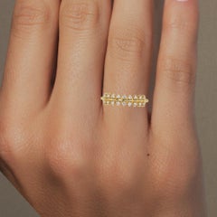 0.12 CTW Floating Crown Diamond Ring in 14K Gold, VS-SI Geometric Band
