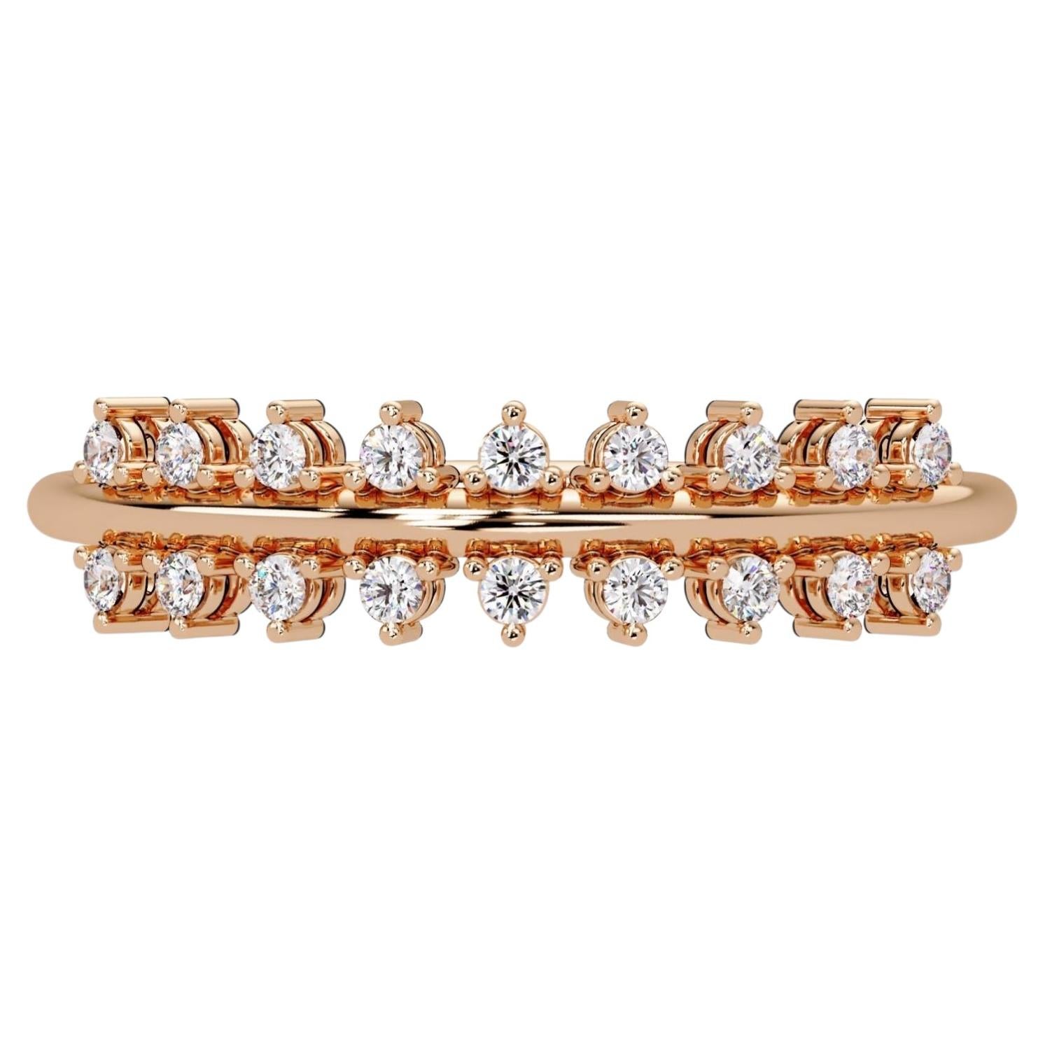 0.12 CTW Floating Crown Diamond Ring in 14K Gold, VS-SI Geometric Band For Sale