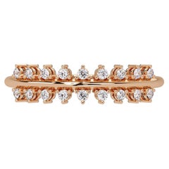 0.12 CTW Floating Crown Diamond Ring in 14K Gold, VS-SI Geometric Band