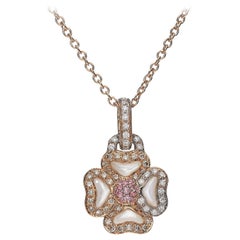 0.12 White GSI 0.15 Brown Diamonds 0.18 Pink Sapphires Mother of Pearl Necklace