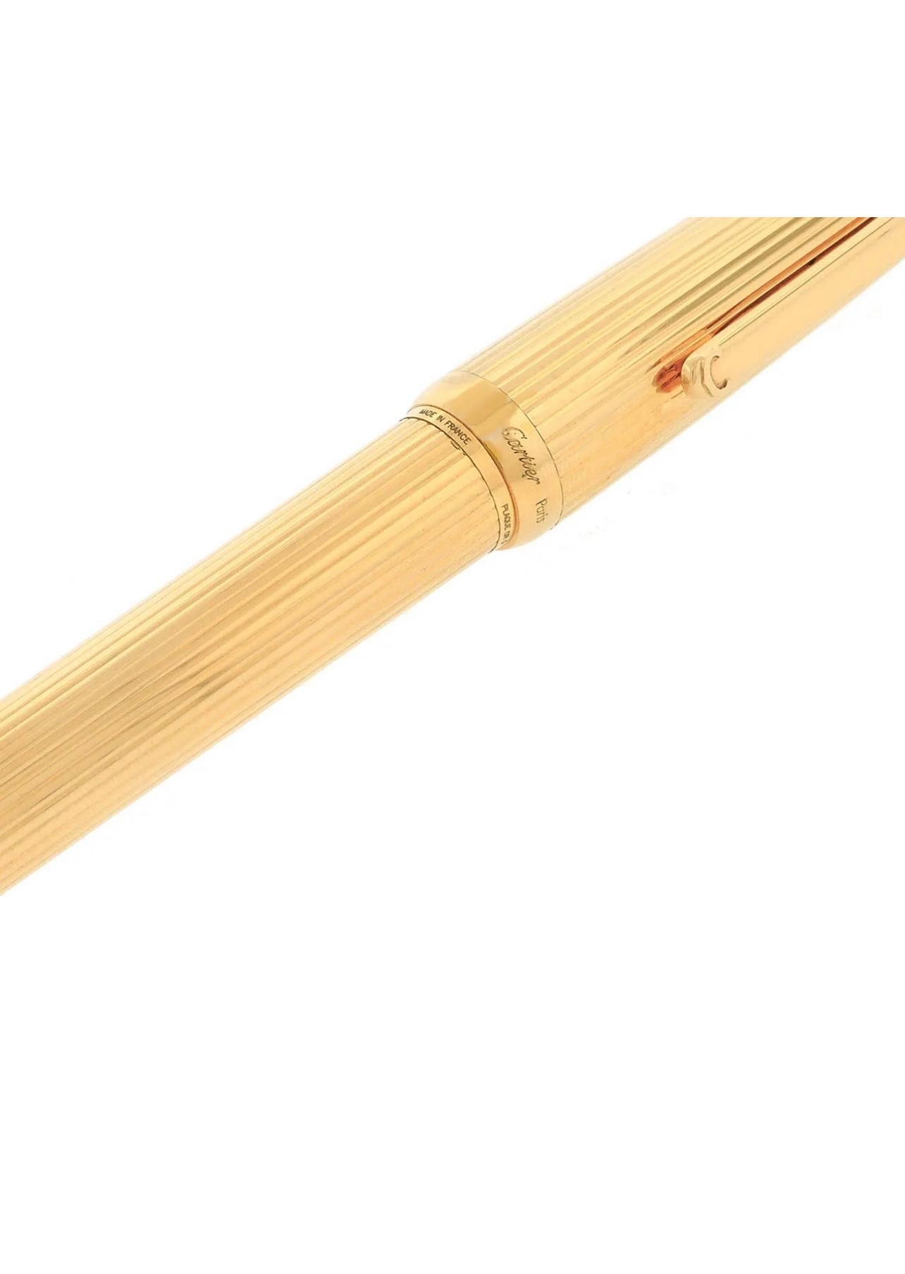 Women's or Men's 012360 Cartier 'Louis Cartier' Fountain Pen in Gold Plate with Cover, 56.4 Gm.