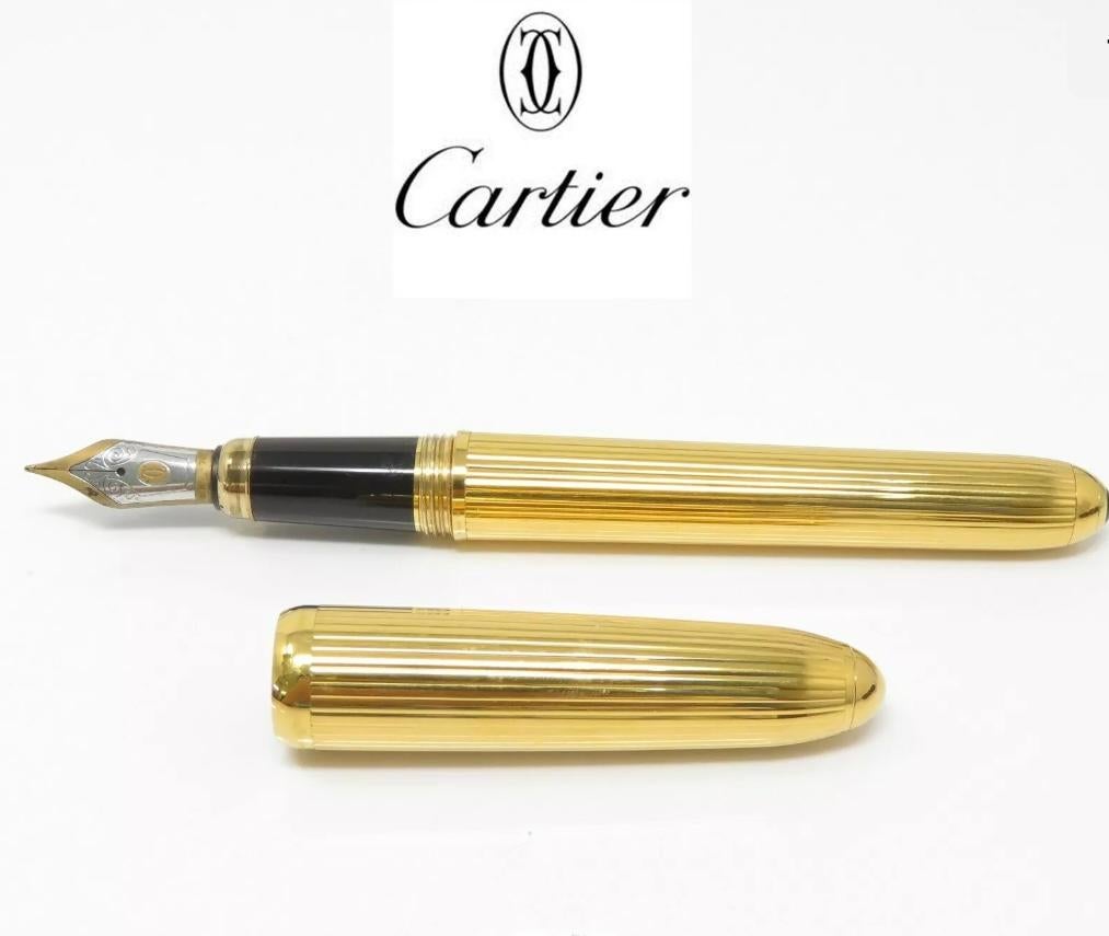 012360 Cartier 'Louis Cartier' Fountain Pen in Gold Plate with Cover, 56.4 Gm. 2