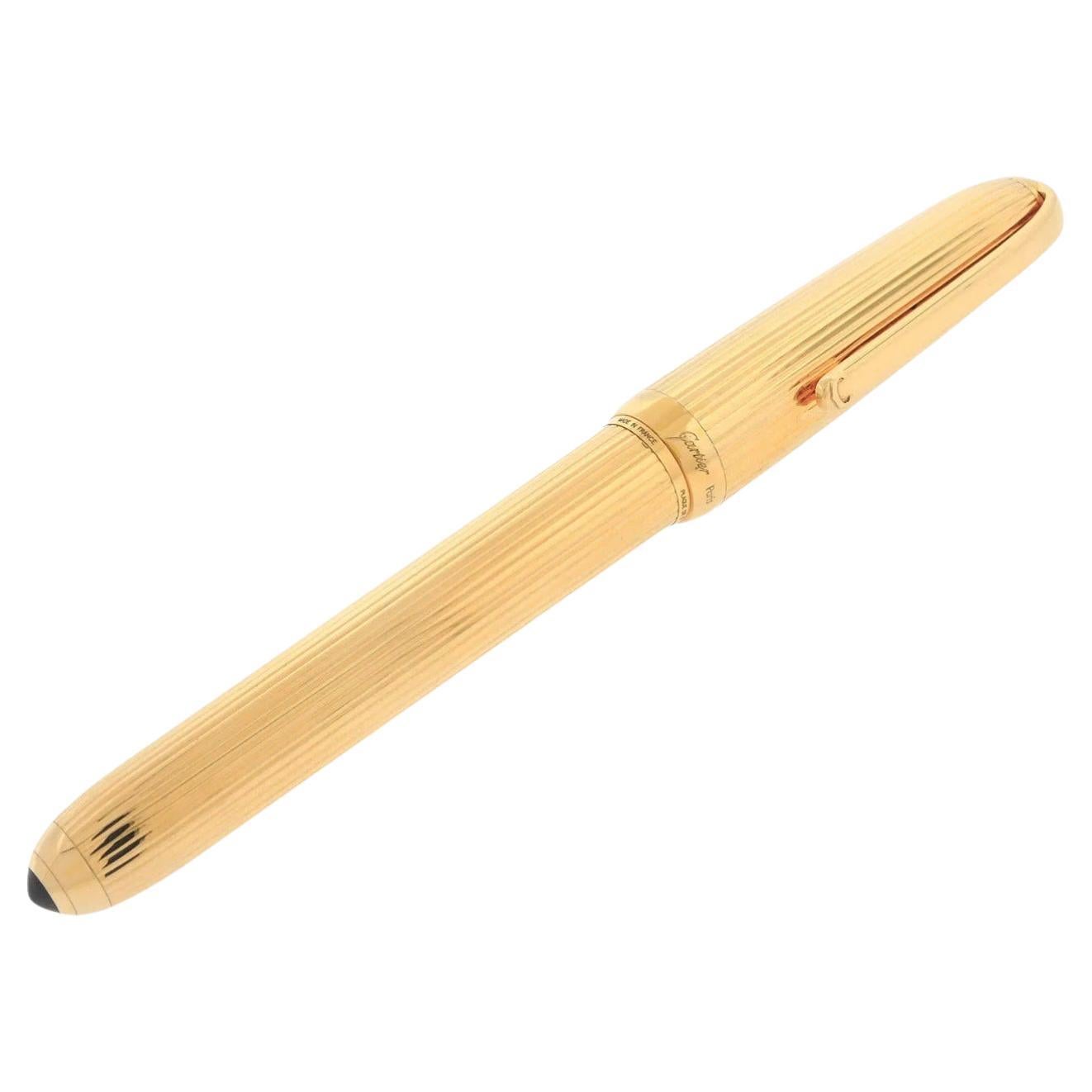 012360 Cartier 'Louis Cartier' Fountain Pen in Gold Plate with Cover, 56.4  Gm. For Sale at 1stDibs