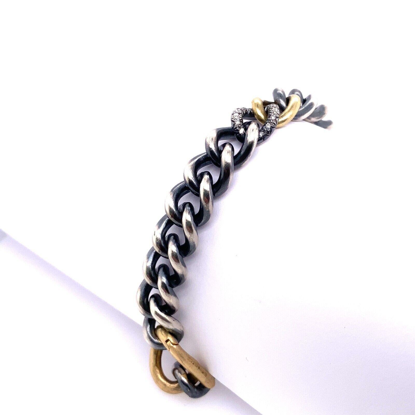 0.12ct Diamond Hum Chain Bracelet in 18ct Yellow Gold & Silver In Excellent Condition In London, GB