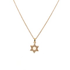 0.12ct Diamond Necklace Star of David in 14ct Rose Gold