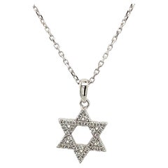 0.12ct Diamond Necklace Star of David in 14ct White Gold