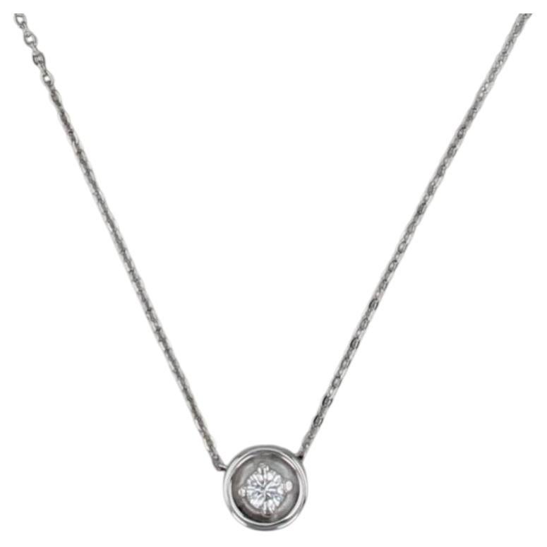 0,12ct Diamond Round Solitaire Anhänger Halskette 14k Weißgold 18" Kabelkette