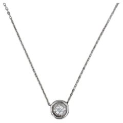 0.12ct Diamond Round Solitaire Pendant Necklace 14k White Gold 18" Cable Chain