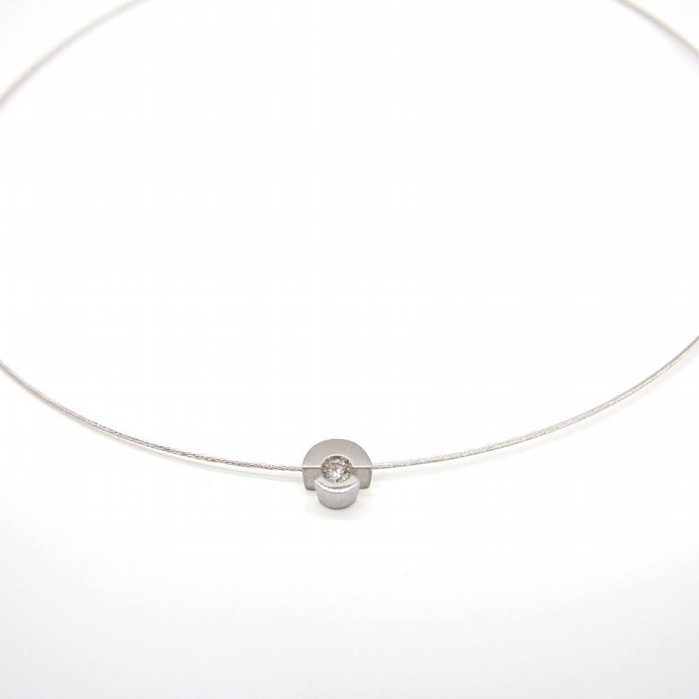 Taille brillant Collier solitaire avec diamants 0.12 carat en vente