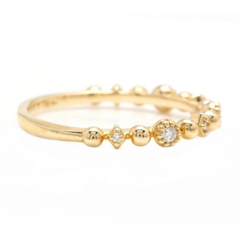 Superb 0.12 Carats Natural Diamond 14K Solid Yellow Gold Ring

Suggested Replacement Value: Approx. $1,200.00

Stamped: 14K

Total Natural Round Cut Diamonds Weight: Approx. 0.12 Carats (color G-H / Clarity SI1-SI2)

The width of the ring is: