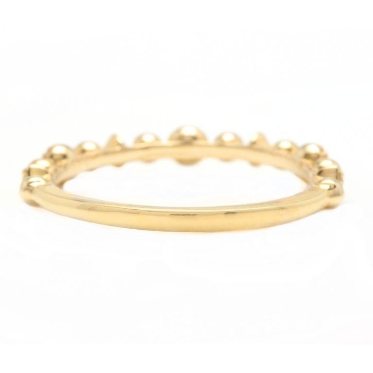 Round Cut 0.12 Carat Natural Diamond 14 Karat Solid Yellow Gold Band Ring For Sale
