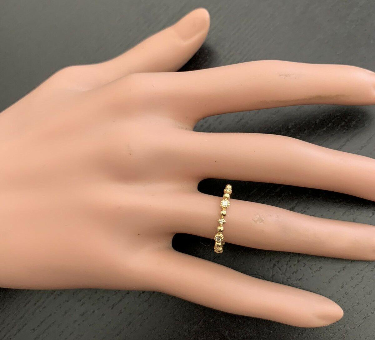 Women's 0.12 Carat Natural Diamond 14 Karat Solid Yellow Gold Band Ring For Sale